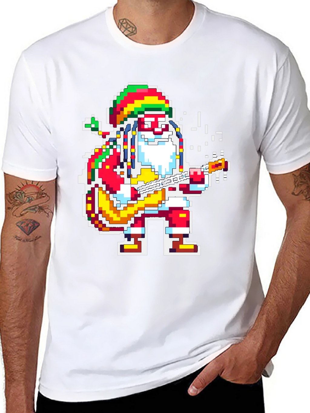 Rasta Santa T-Shirt - Pixel Holiday Style