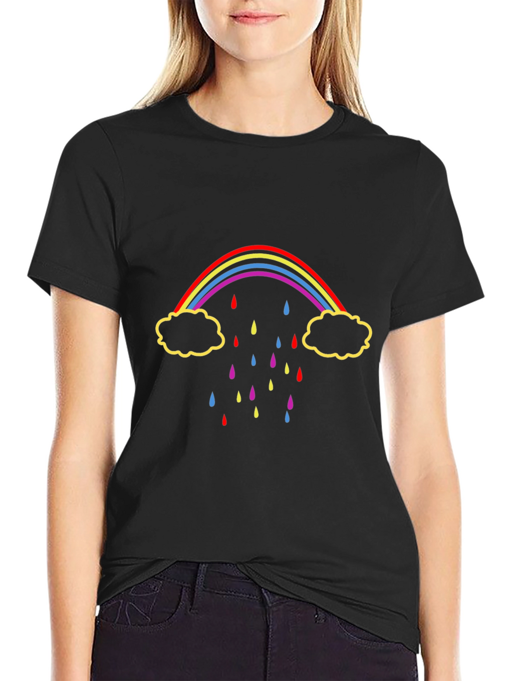 Rainbow Rain Black T-Shirt