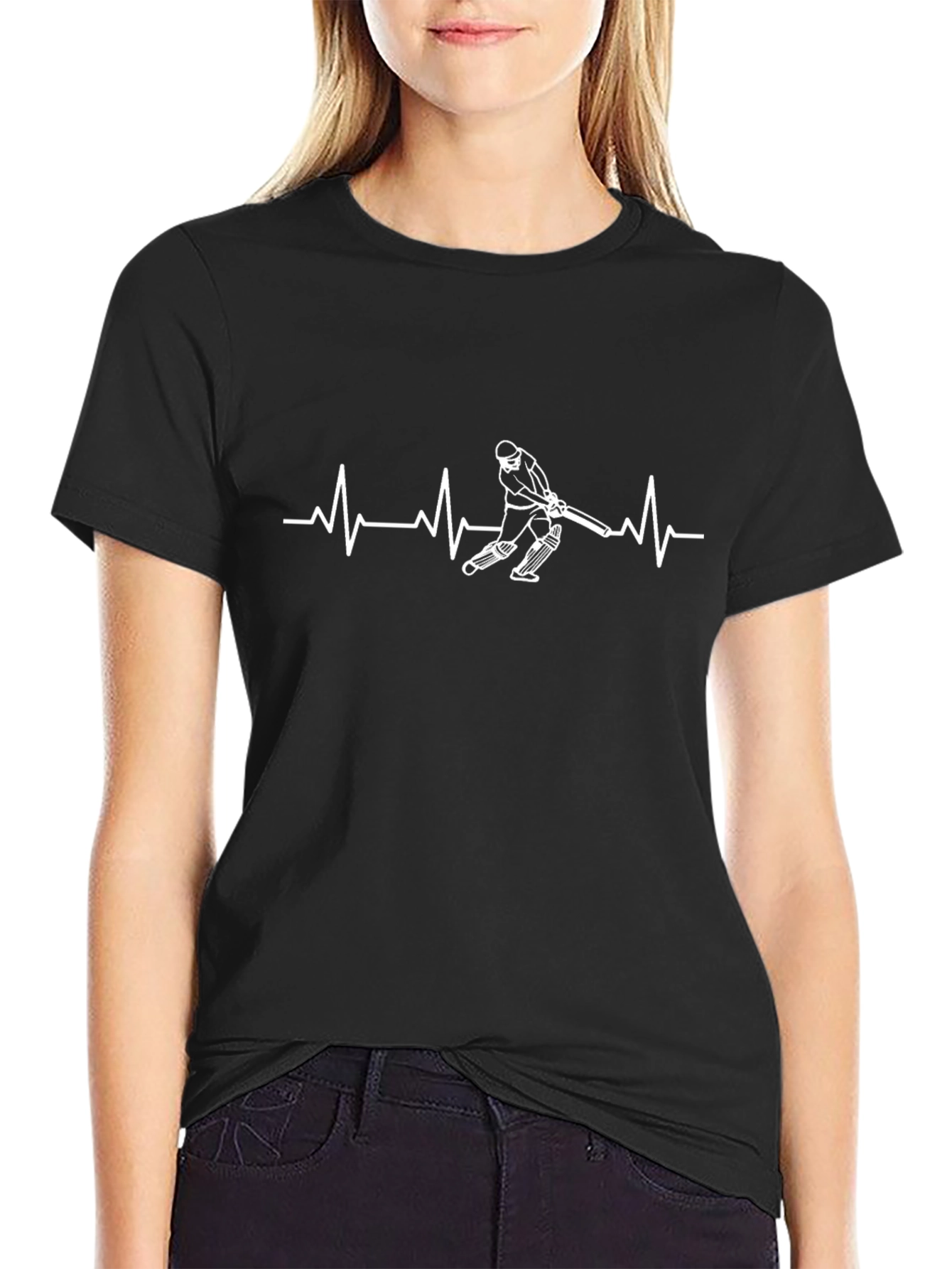 Cricket Heartbeat Graphic Tee - Black Cotton