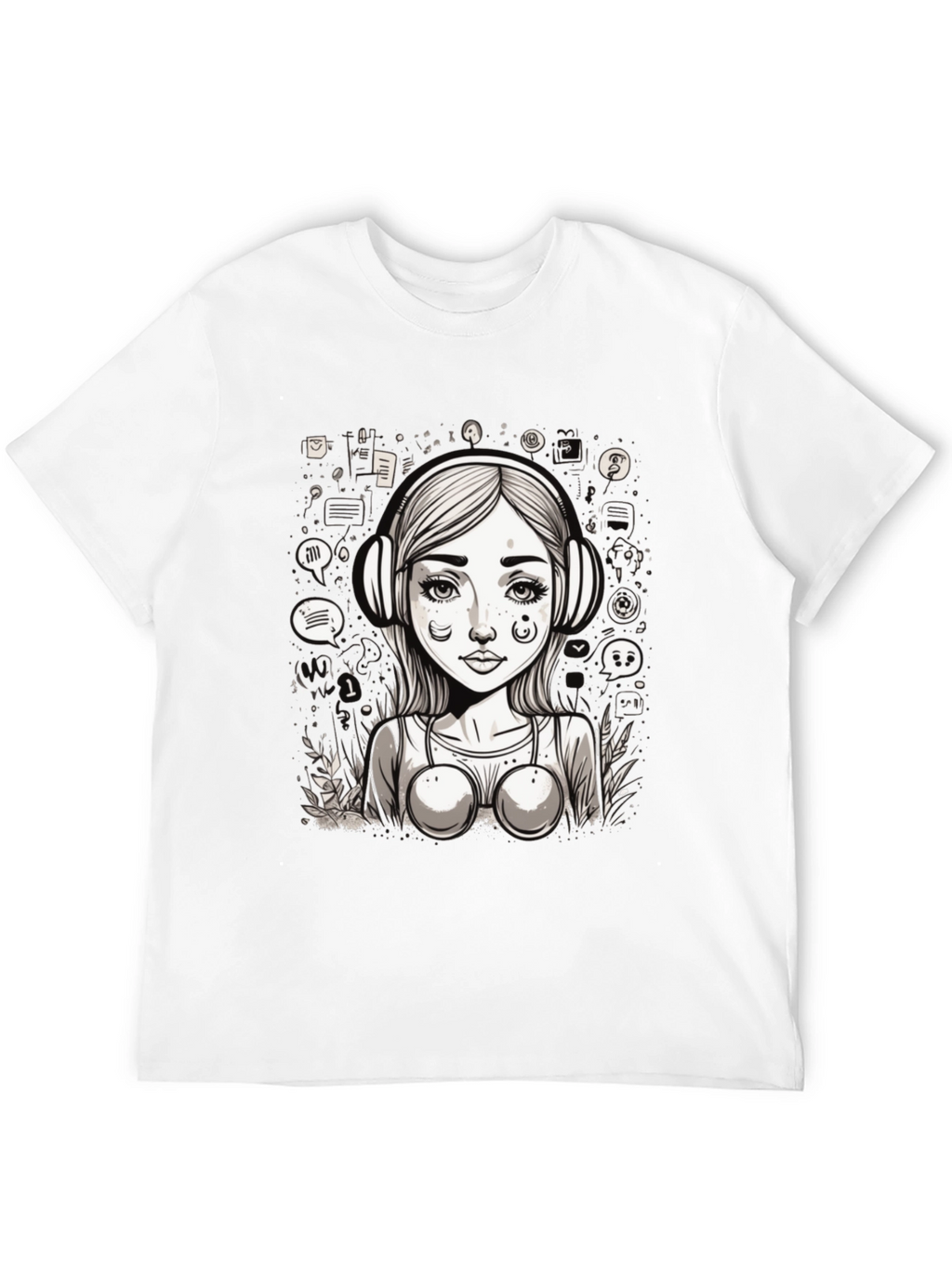 Graphic Tee - Girl with Headphones Design