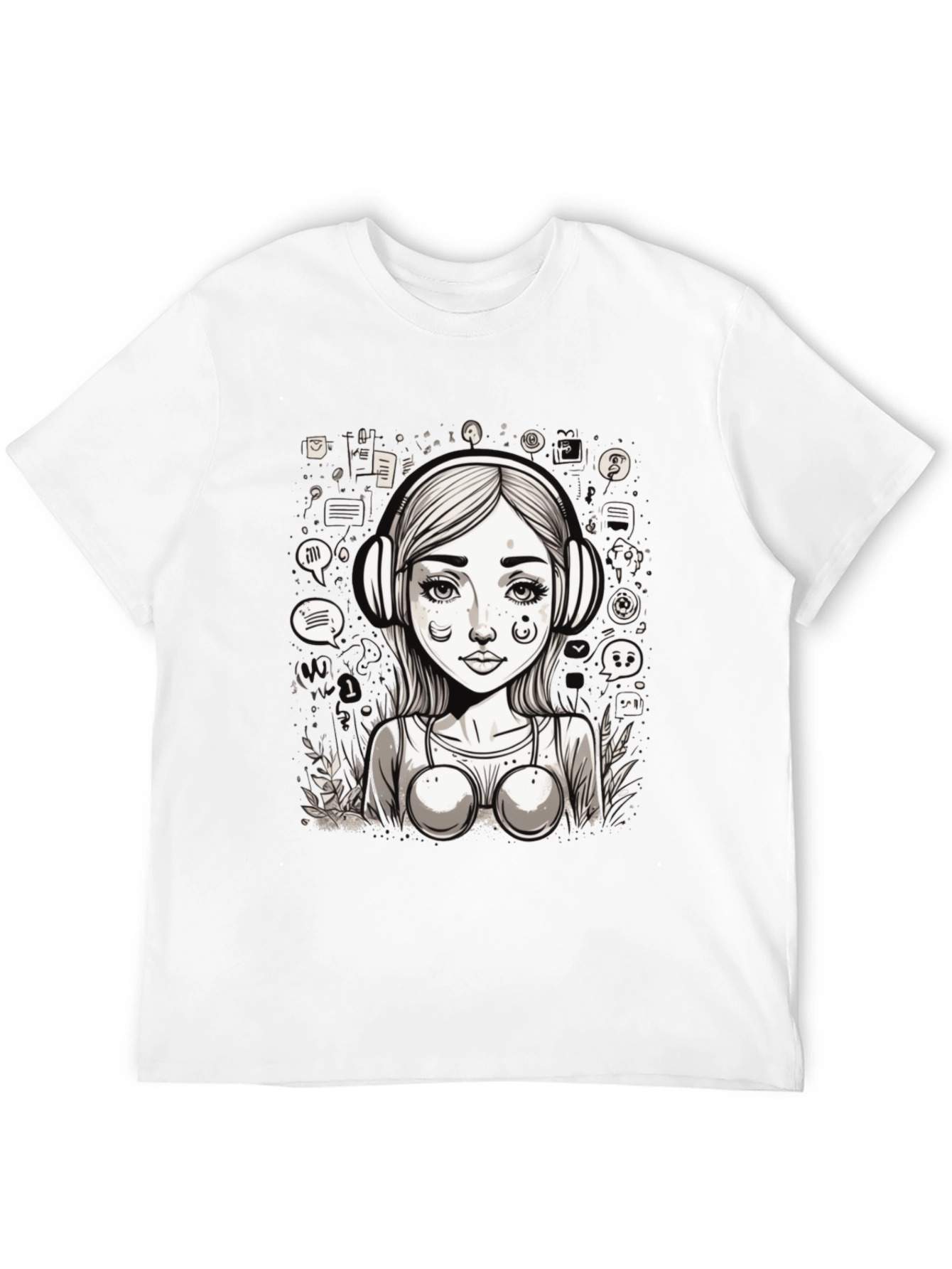 Graphic Tee - Girl with Headphones Design