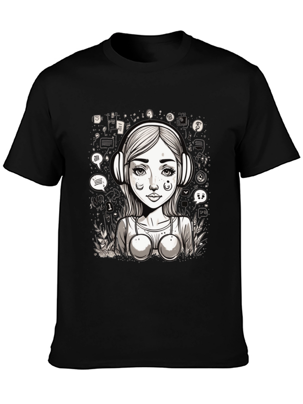 Graphic Tee - Girl with Headphones Design