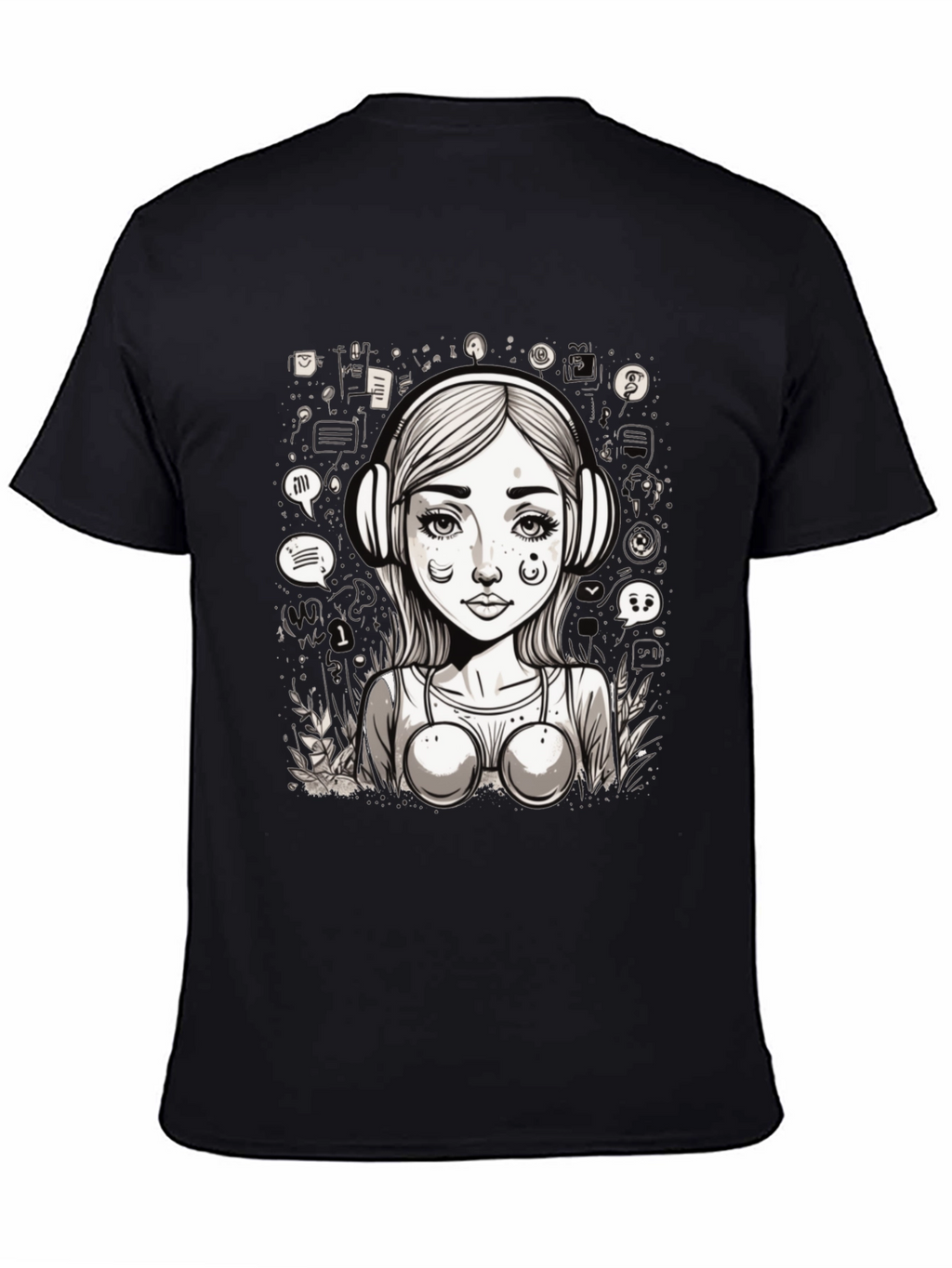 Graphic Tee - Girl with Headphones Design