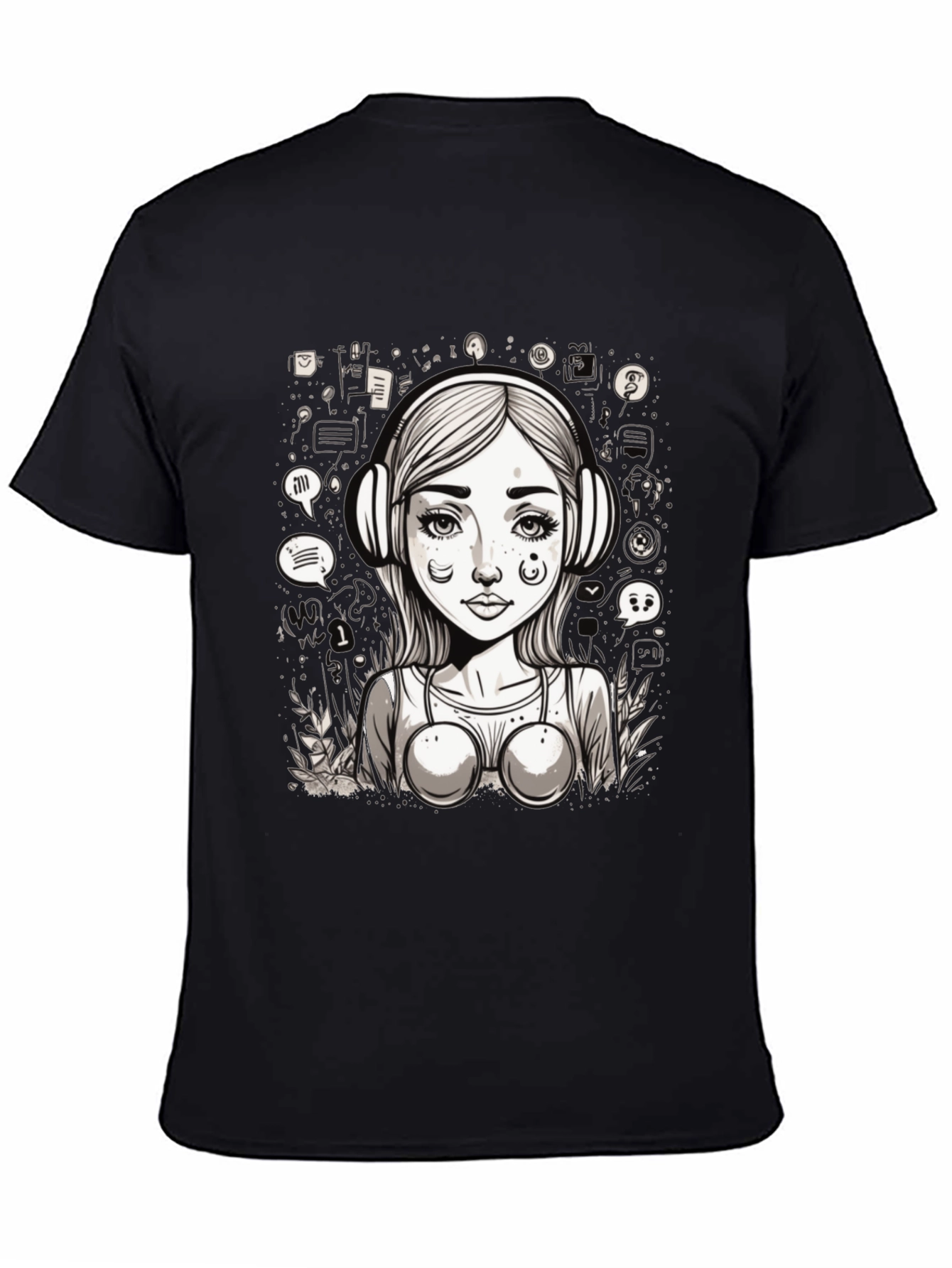 Graphic Tee - Girl with Headphones Design