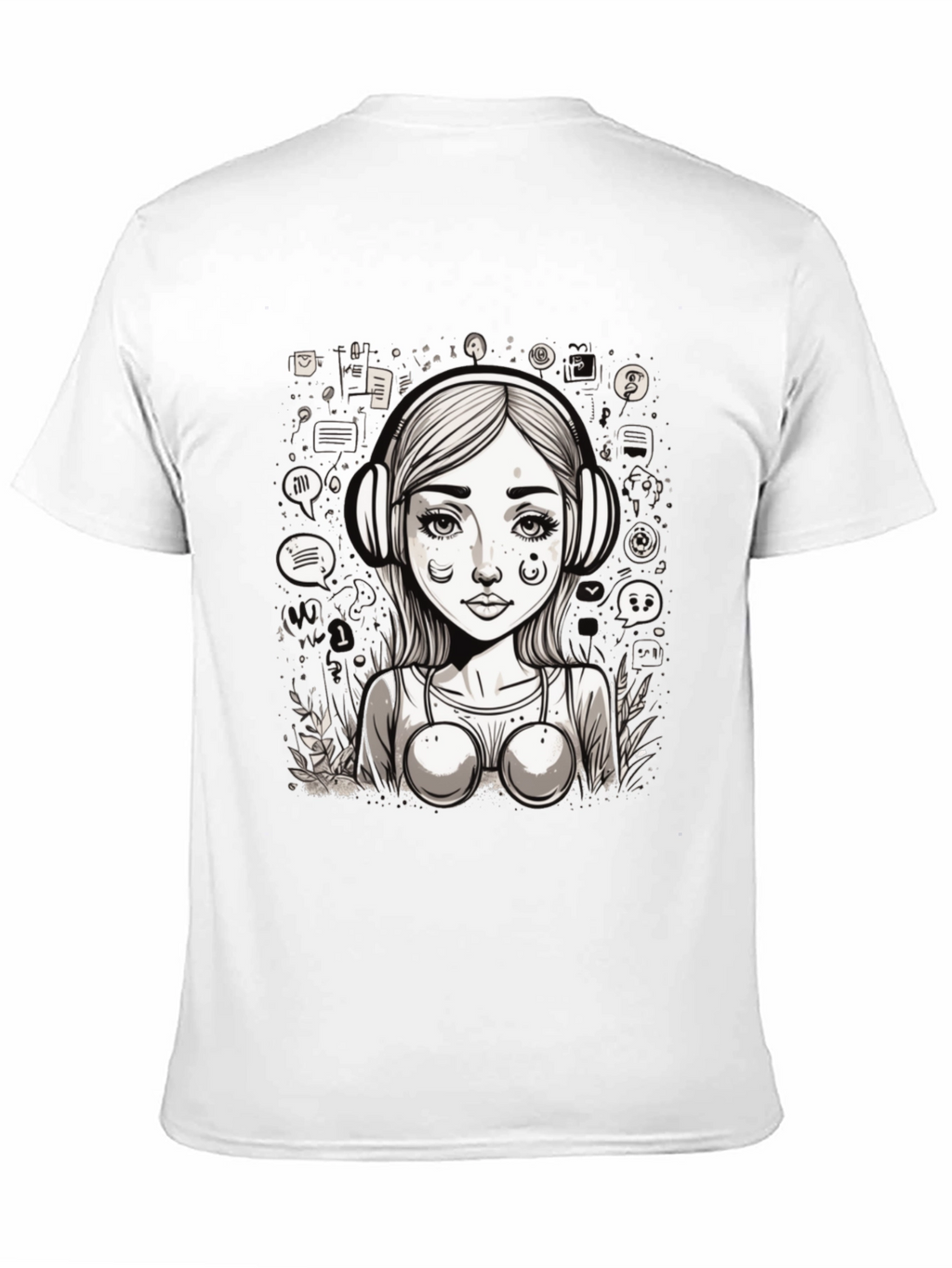 Graphic Tee - Girl with Headphones Design