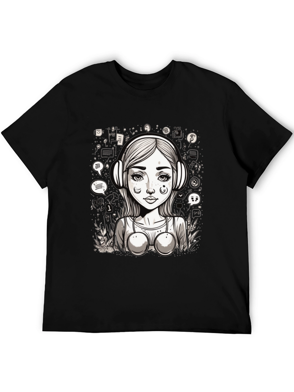 Graphic Tee - Girl with Headphones Design