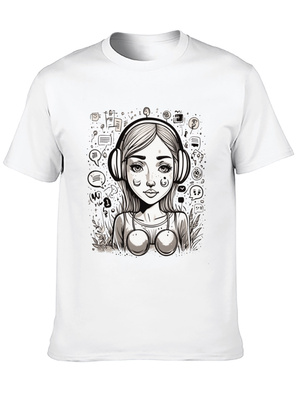 Graphic Tee - Girl with Headphones Design