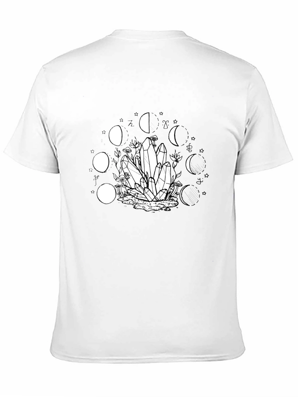 Mystic Moon Phase Crystal Graphic Tee - Black