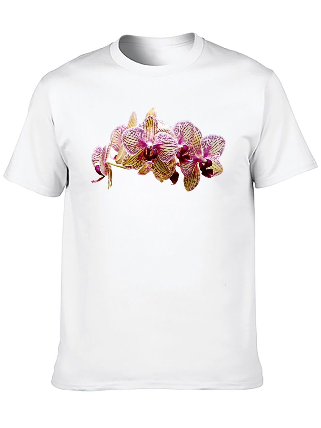 Floral Orchid Print Black T-Shirt