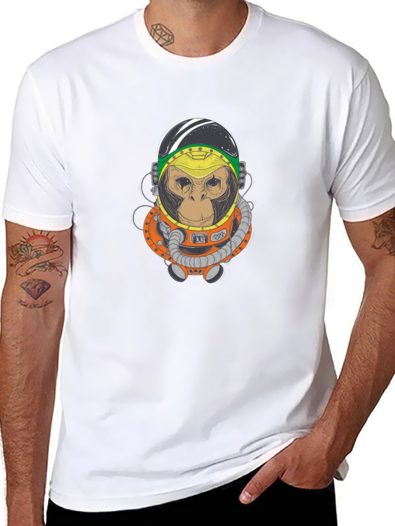Monkey Astronaut Graphic T-Shirt