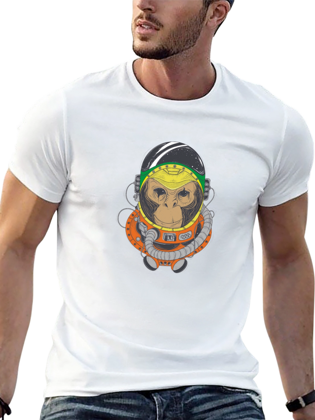 Monkey Astronaut Graphic T-Shirt