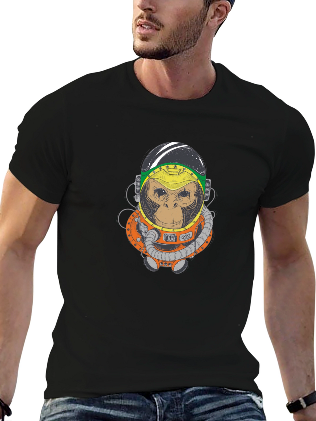 Monkey Astronaut Graphic T-Shirt