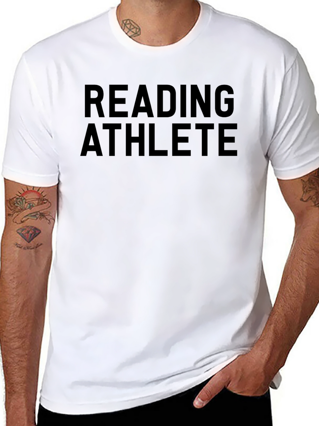 Reading Athlete Graphic Tee - Black Crew Neck Shirt