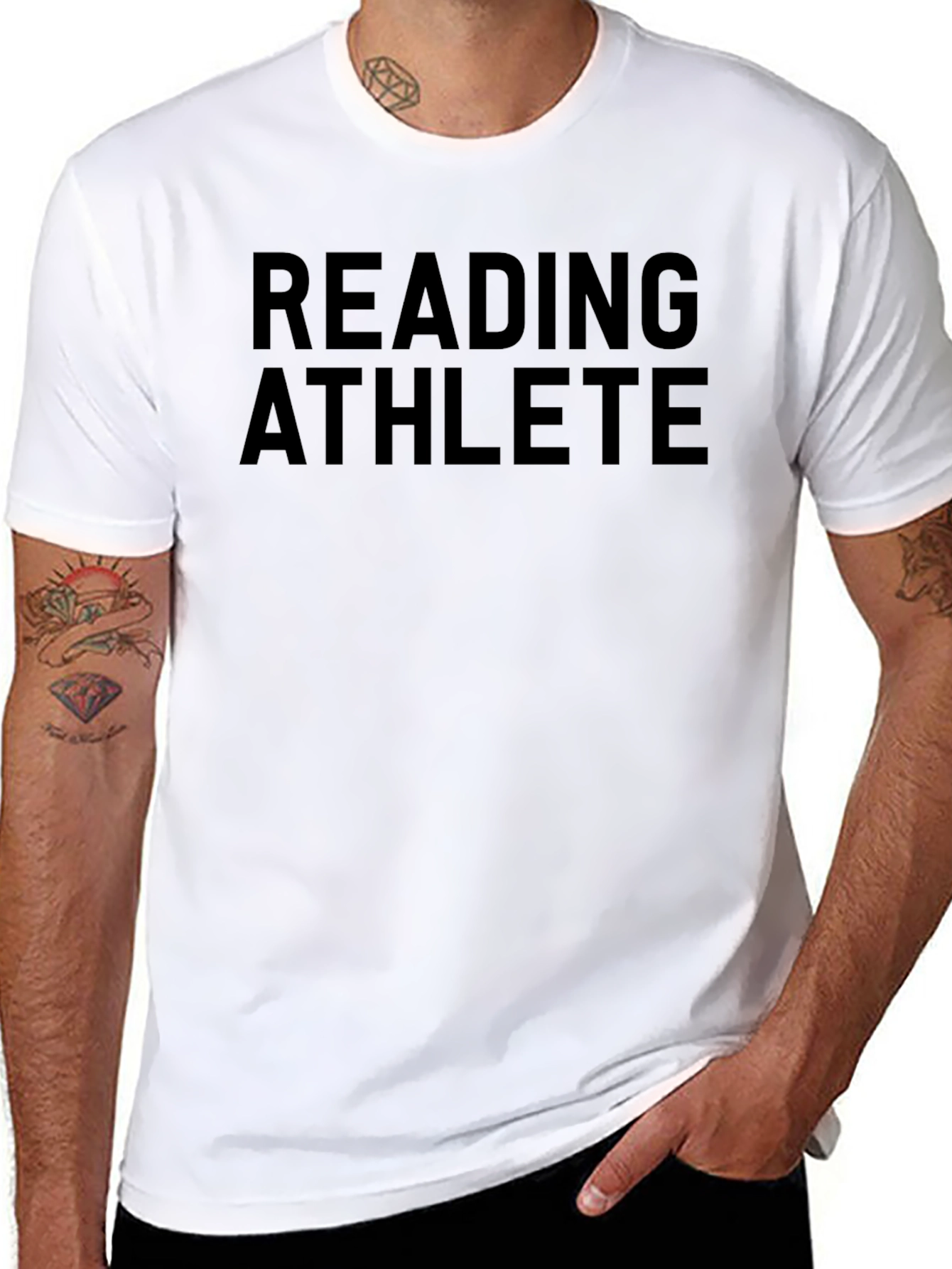Reading Athlete Graphic Tee - Black Crew Neck Shirt
