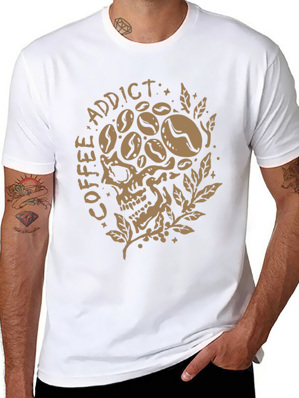 Coffee Addict Skull Graphic T-Shirt