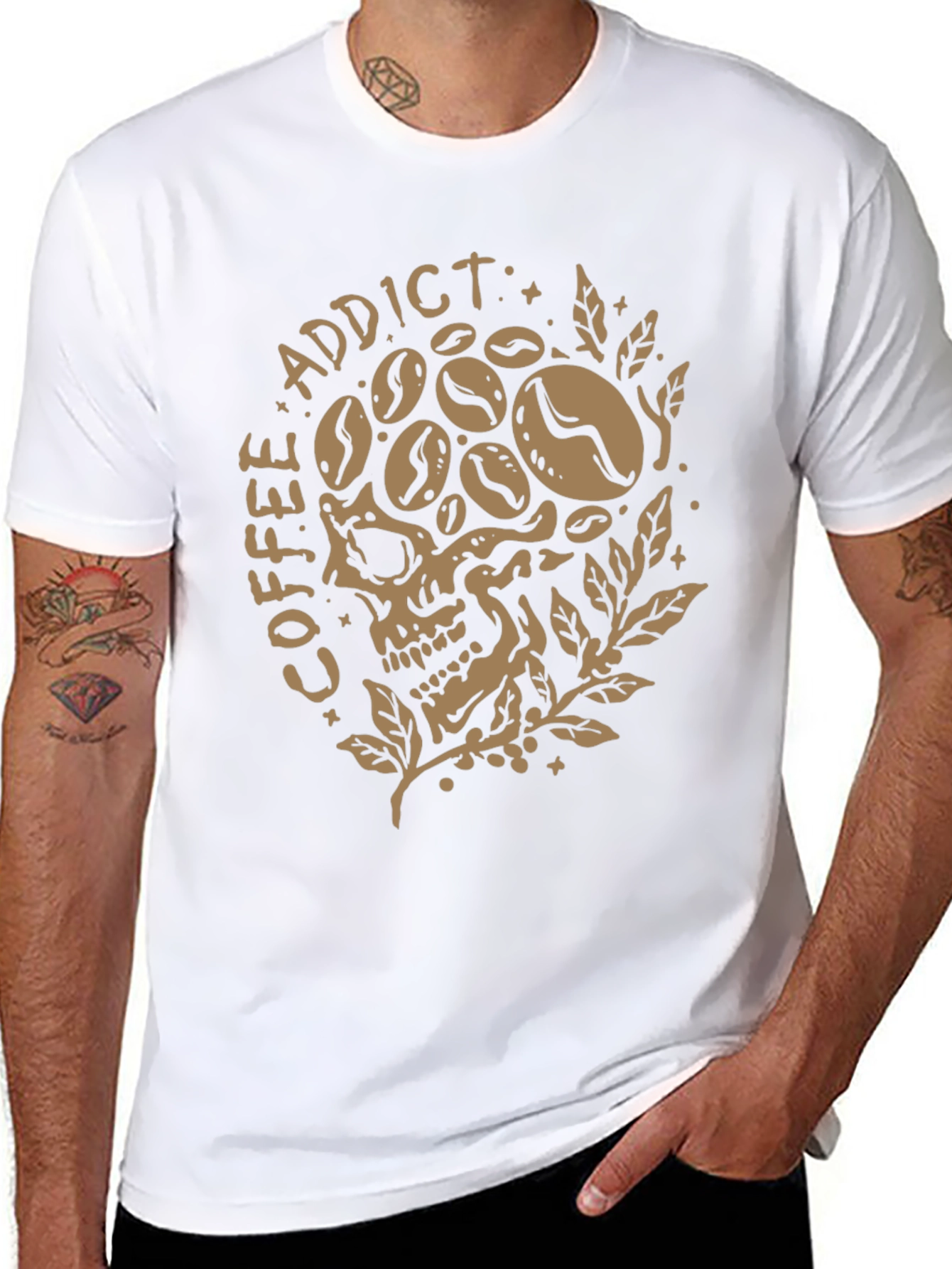 Coffee Addict Skull Graphic T-Shirt