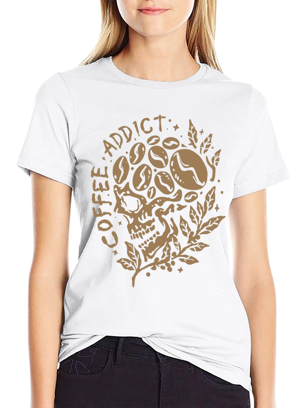 Coffee Addict Skull Graphic T-Shirt