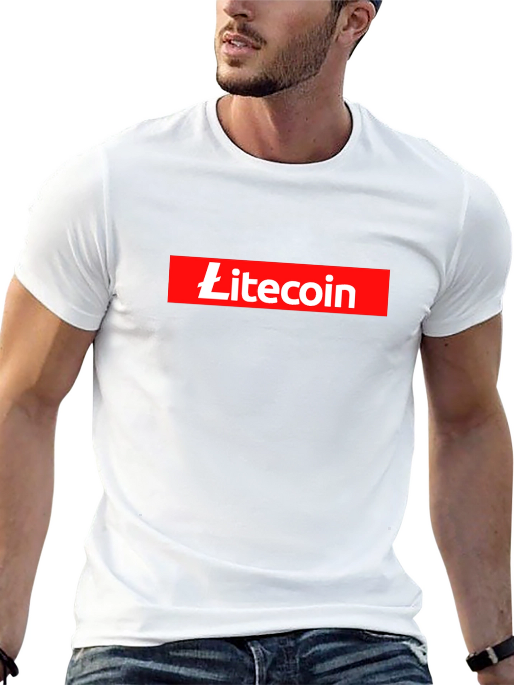 Litecoin Black T-Shirt Crypto Currency Red Box Logo