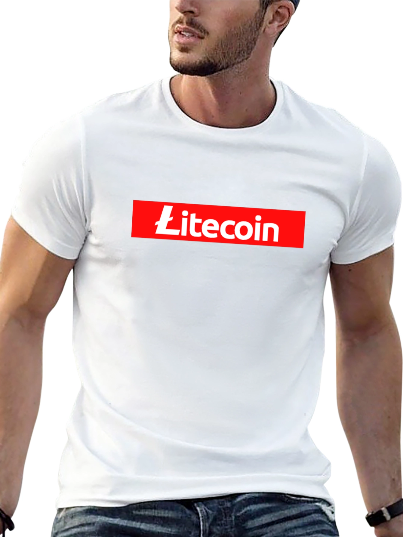 Litecoin Black T-Shirt Crypto Currency Red Box Logo