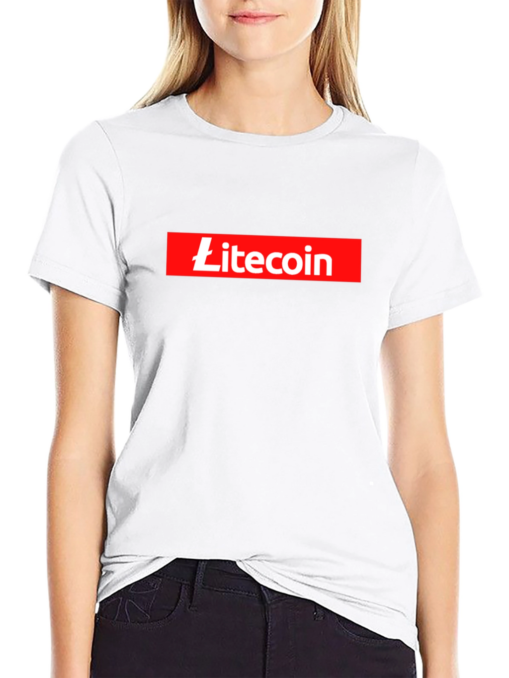 Litecoin Black T-Shirt Crypto Currency Red Box Logo