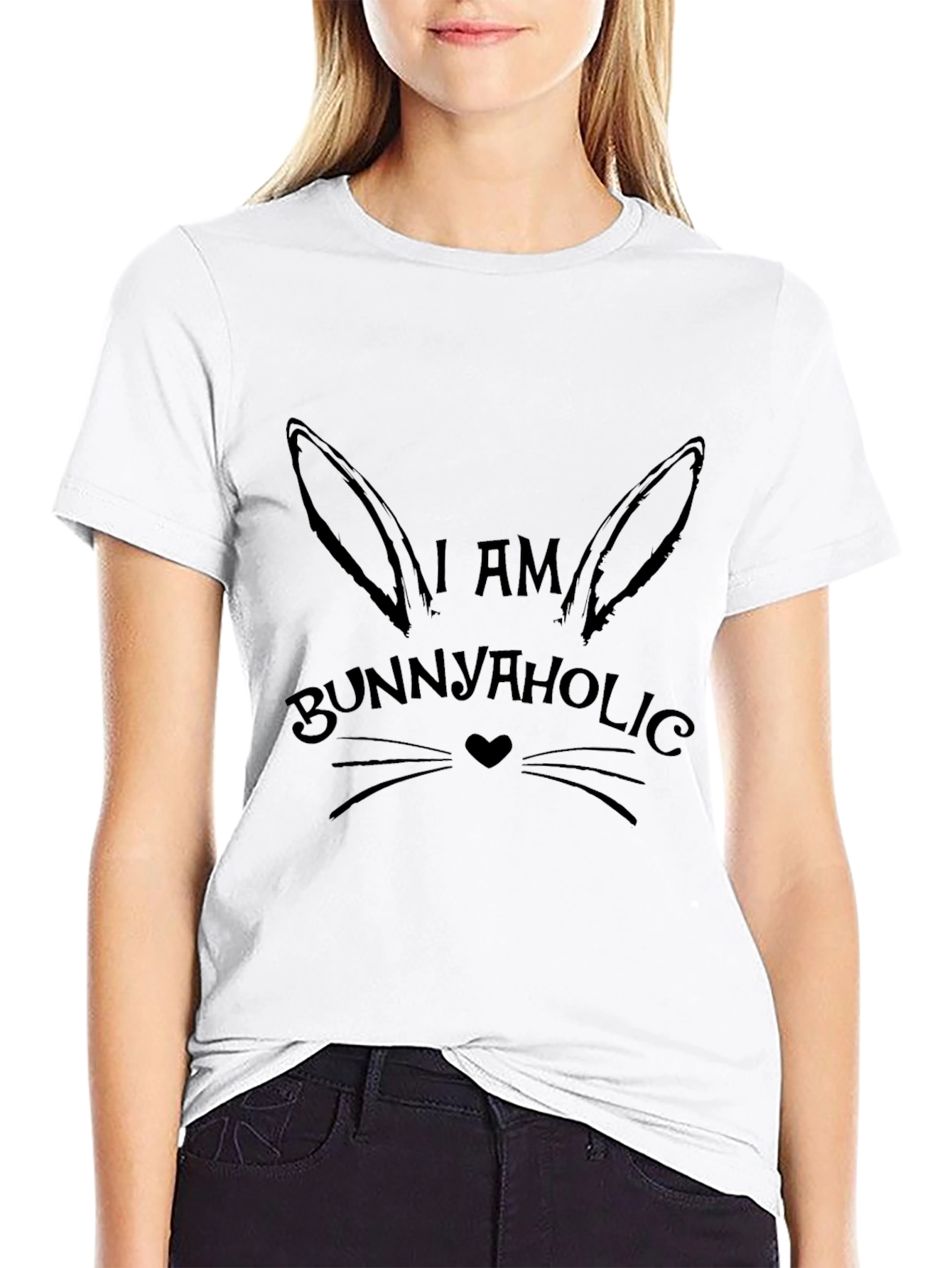 Bunnyaholic Black T-Shirt - Easter Lover Apparel