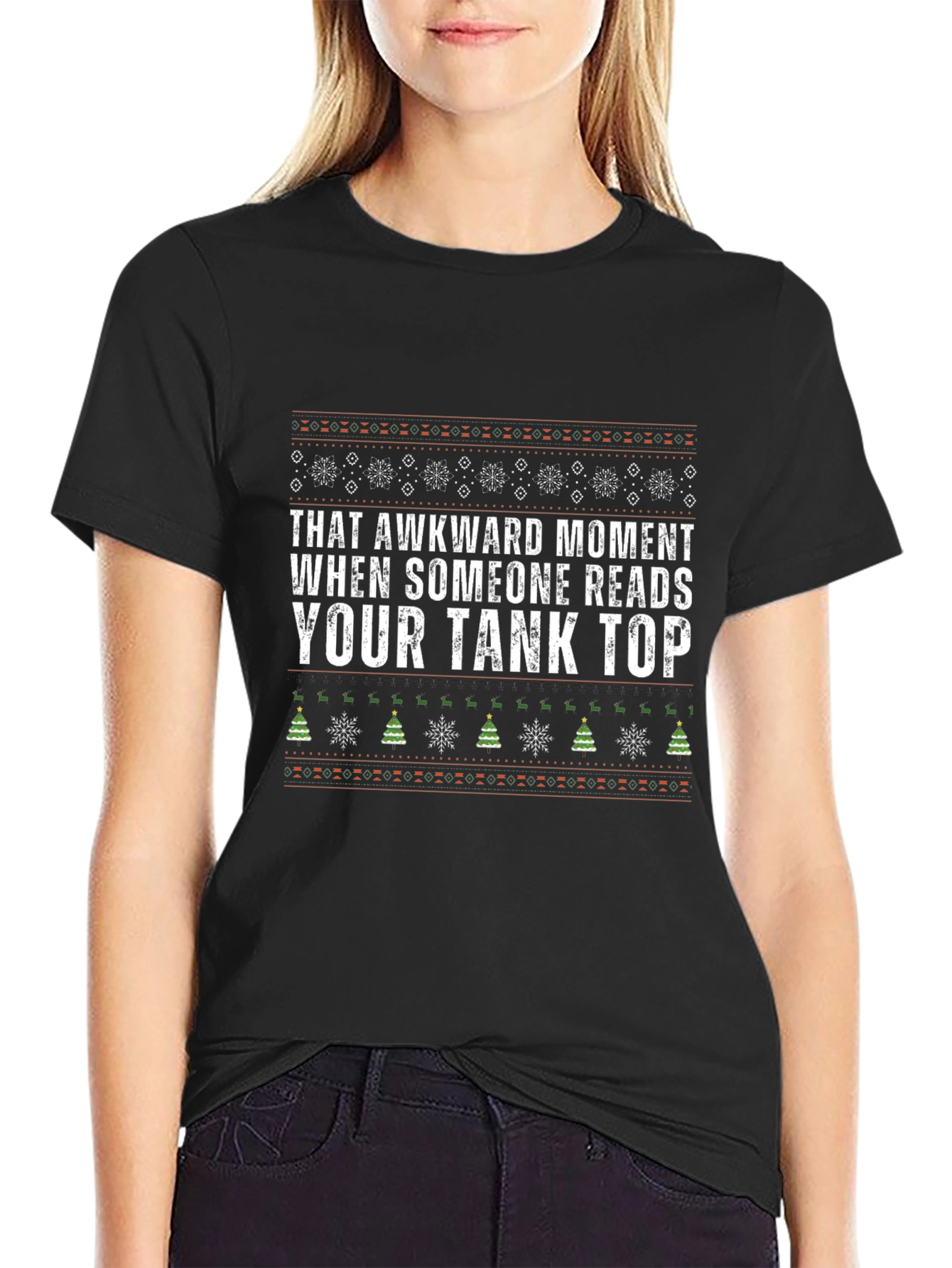 Awkward Tank Top Graphic Tee - Christmas Holiday