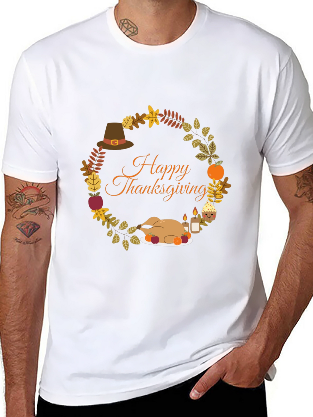 Thanksgiving Wreath Graphic T-Shirt