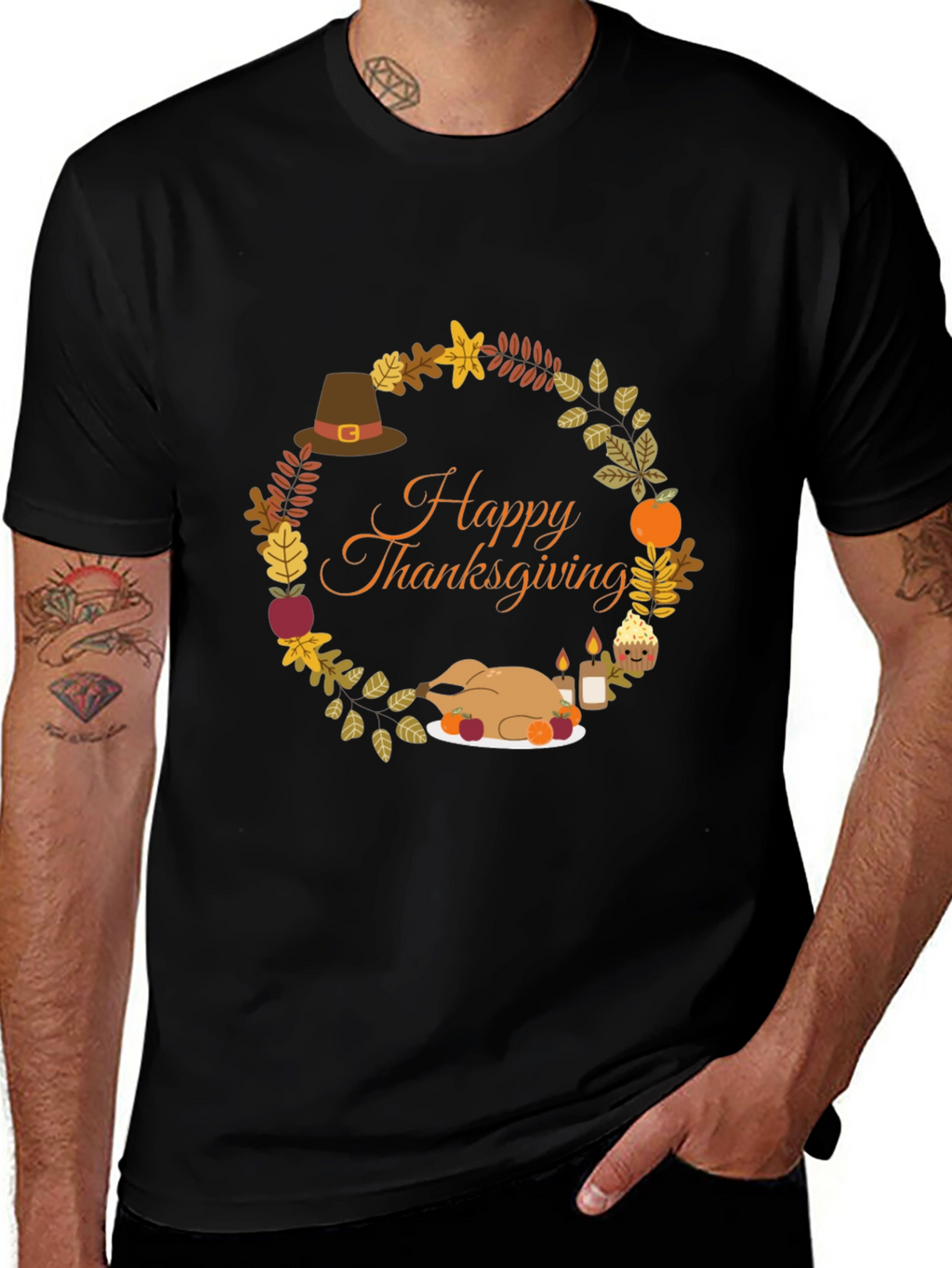 Thanksgiving Wreath Graphic T-Shirt