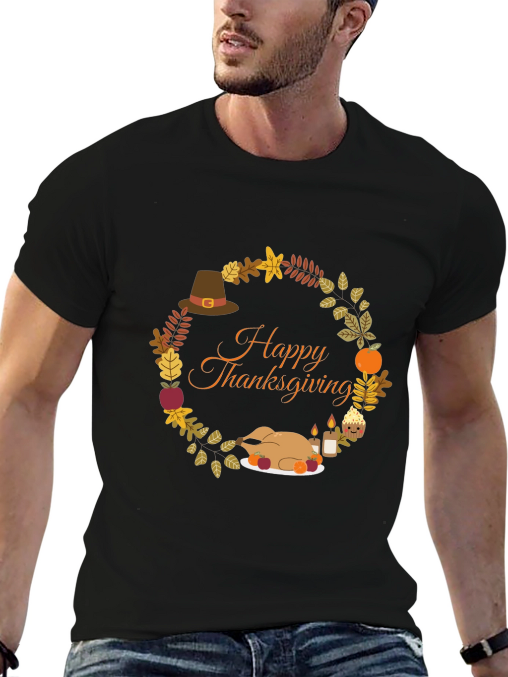 Thanksgiving Wreath Graphic T-Shirt