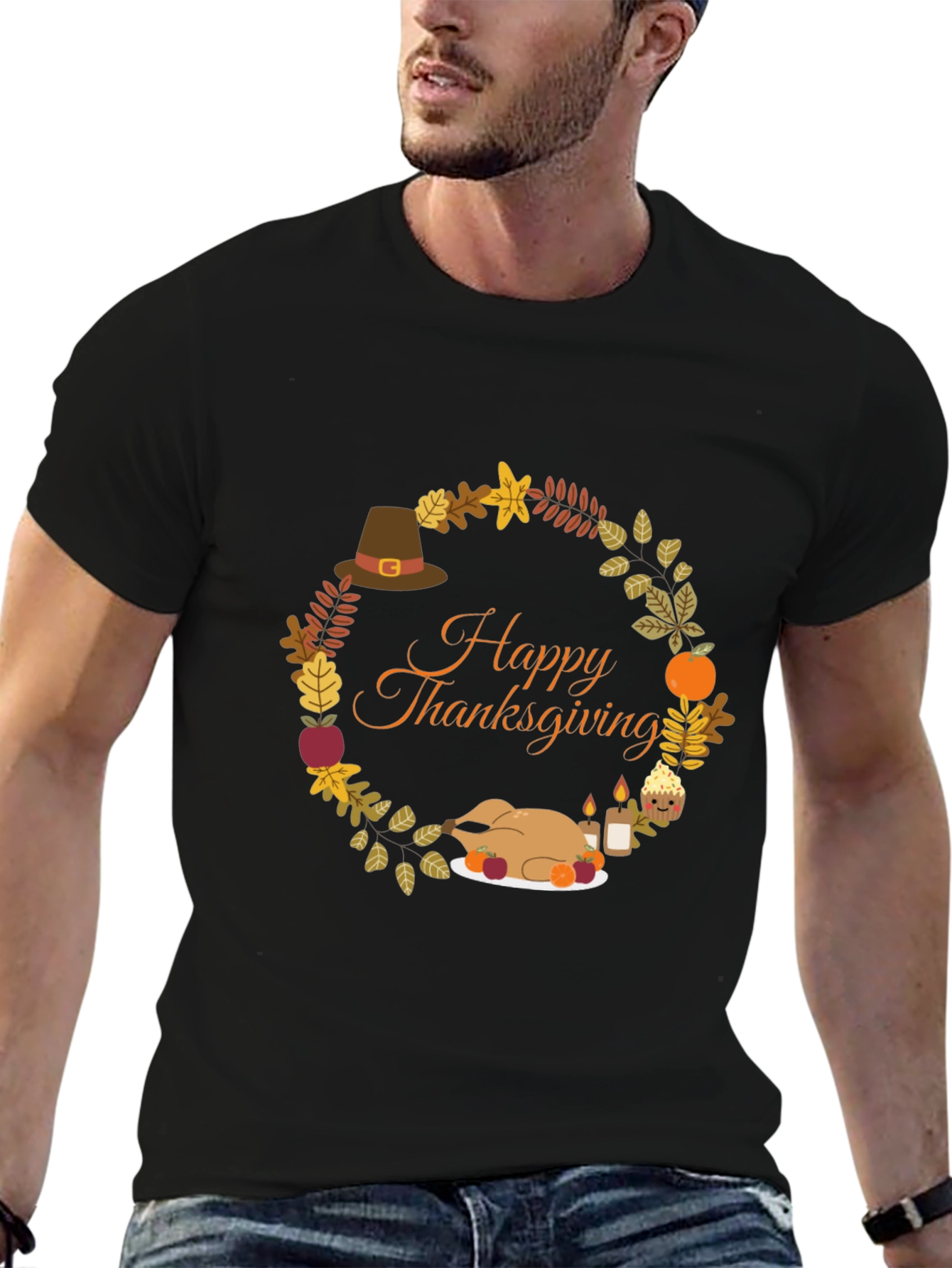 Thanksgiving Wreath Graphic T-Shirt