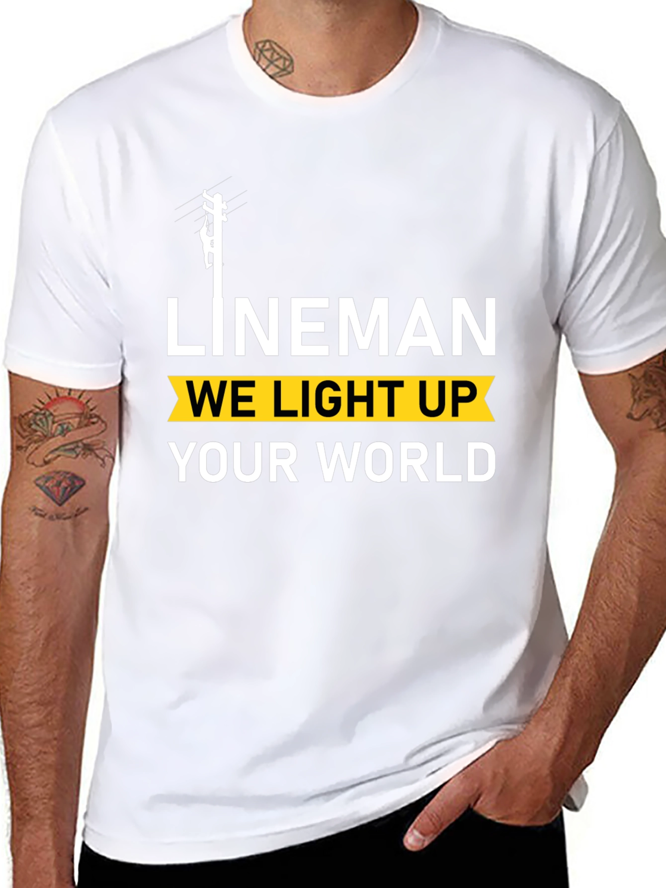 Lineman We Light Up Your World Black T-Shirt