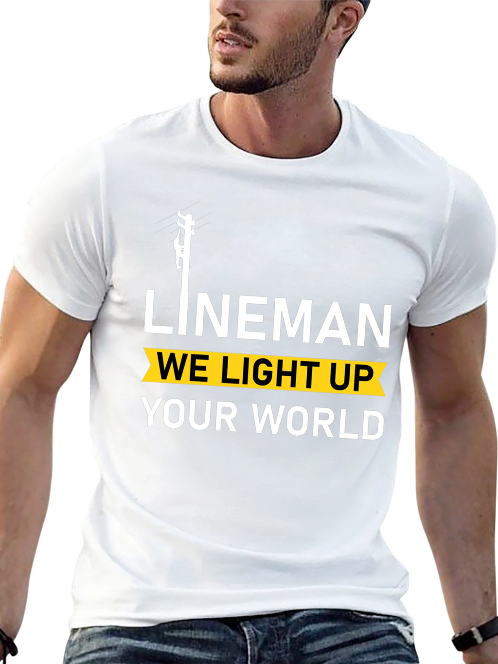 Lineman We Light Up Your World Black T-Shirt