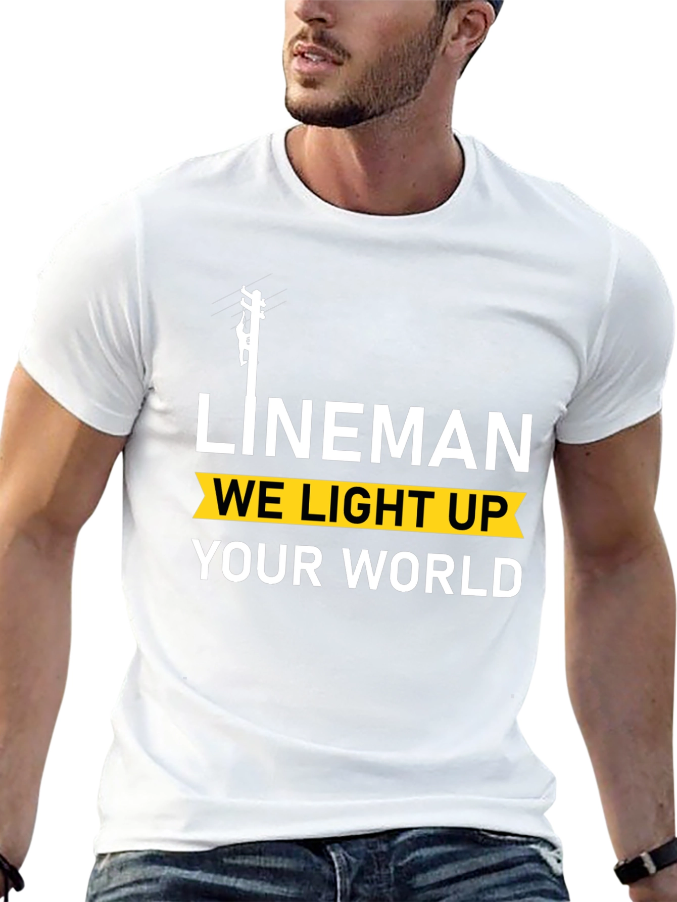 Lineman We Light Up Your World Black T-Shirt
