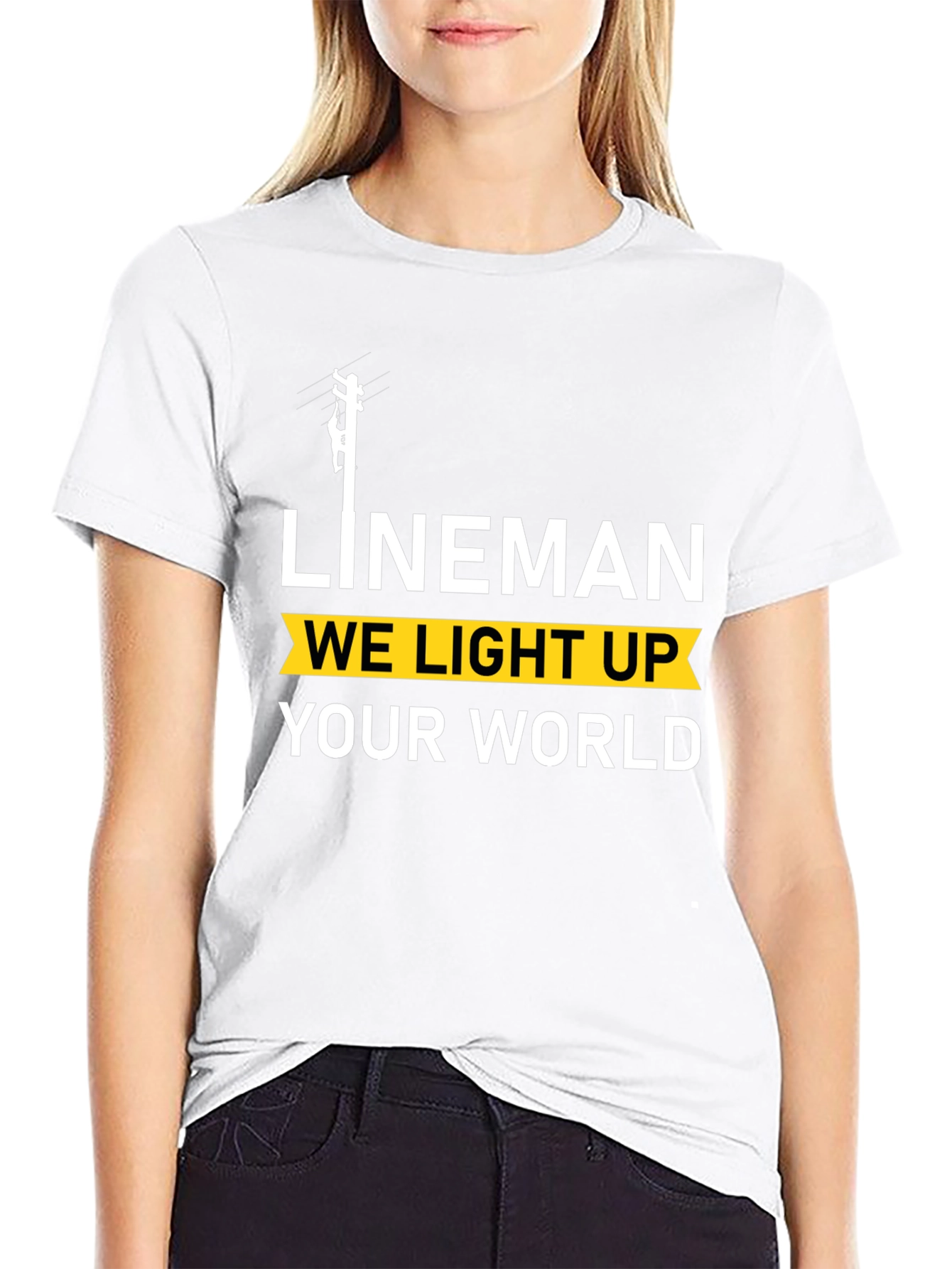 Lineman We Light Up Your World Black T-Shirt