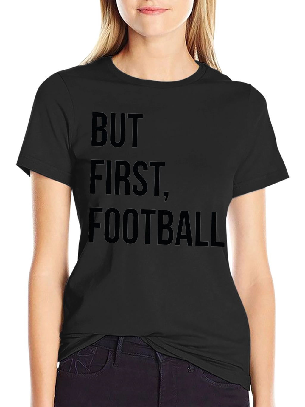 But First Football Graphic Tee - Black