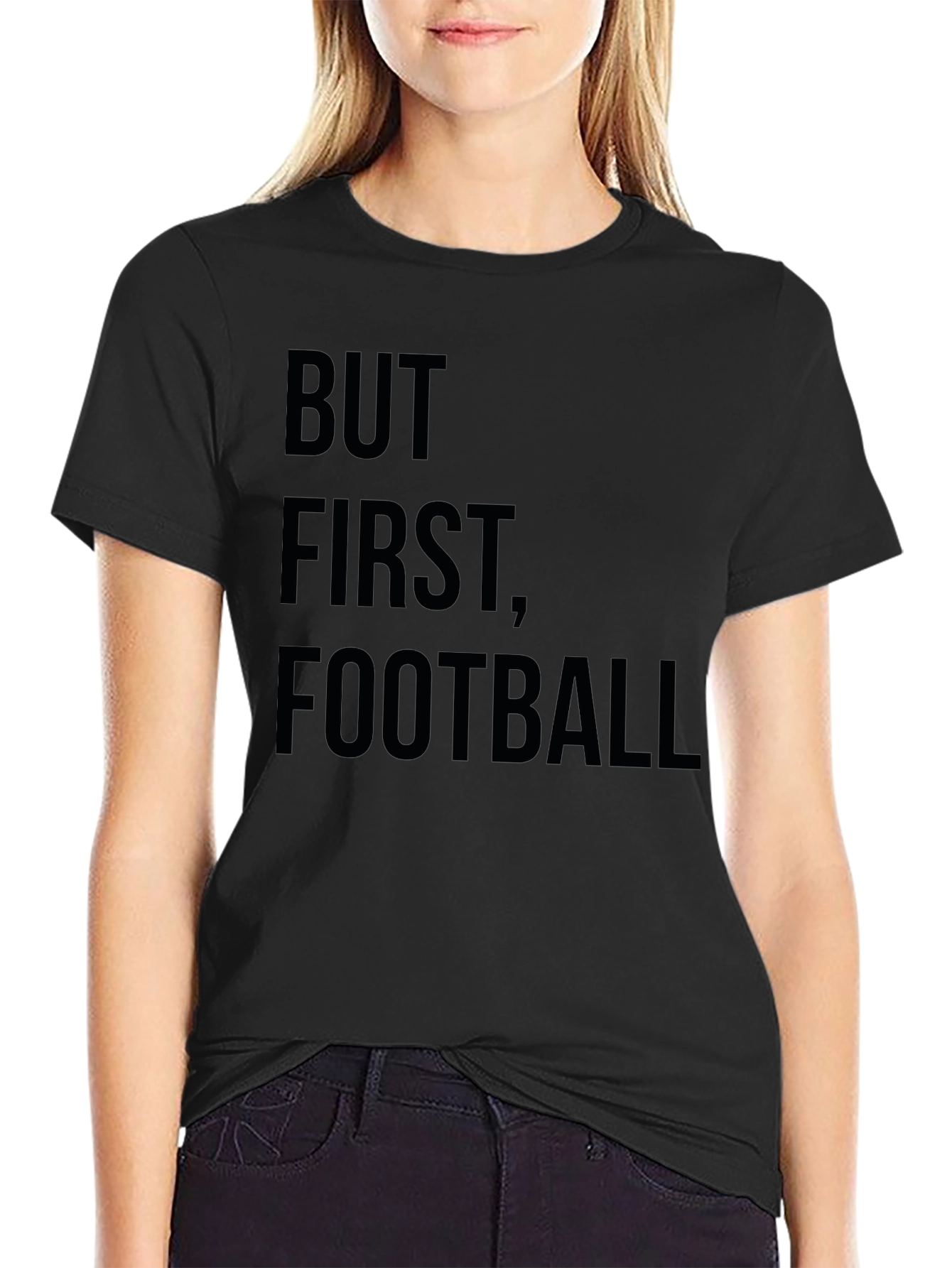 But First Football Graphic Tee - Black
