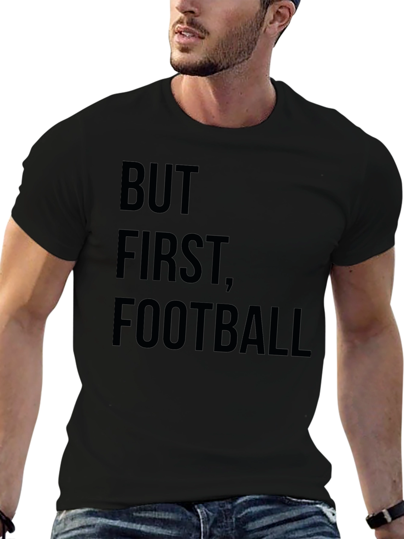 But First Football Graphic Tee - Black