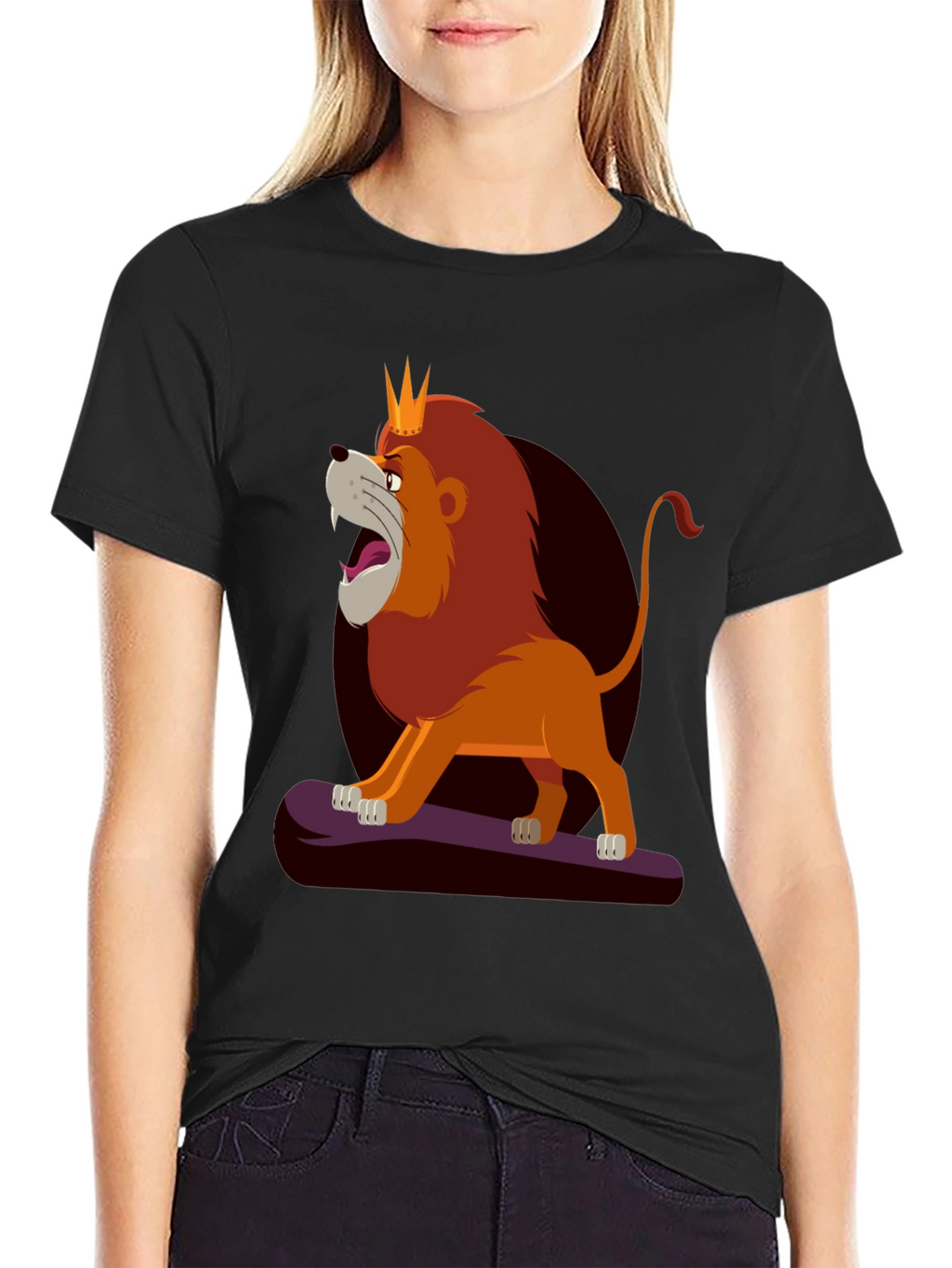Lion King Cartoon Graphic Tee - Black T-Shirt