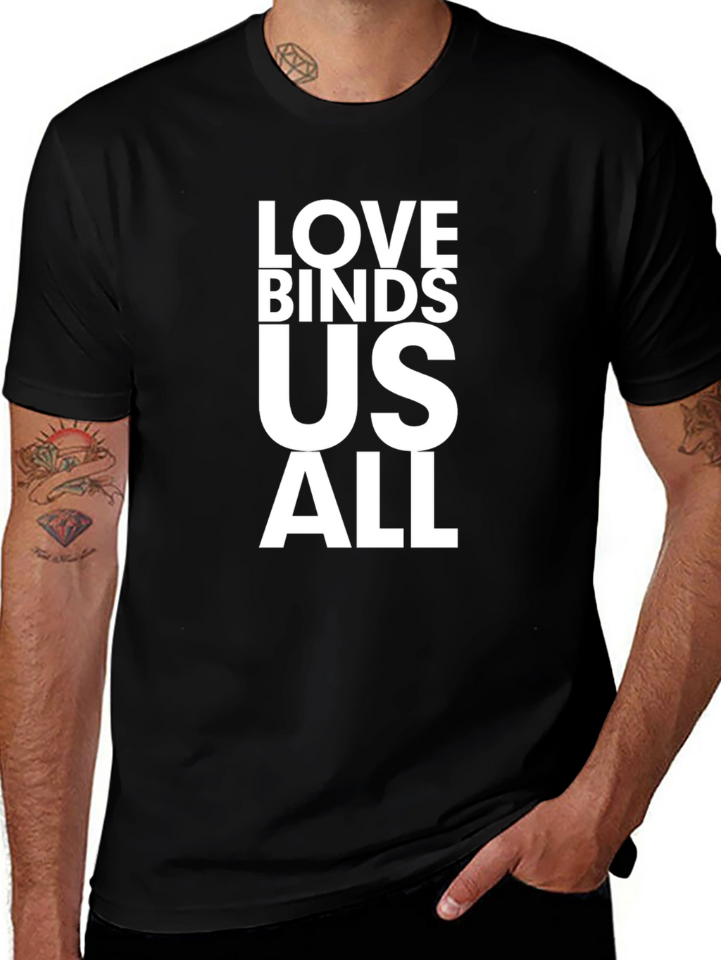 Love Binds Us All Graphic Tee - Black T-Shirt