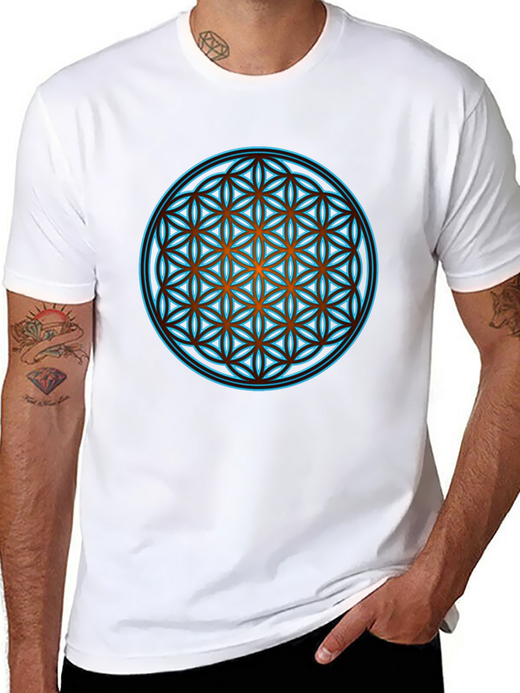 Sacred Geometry Graphic Print Black T-Shirt