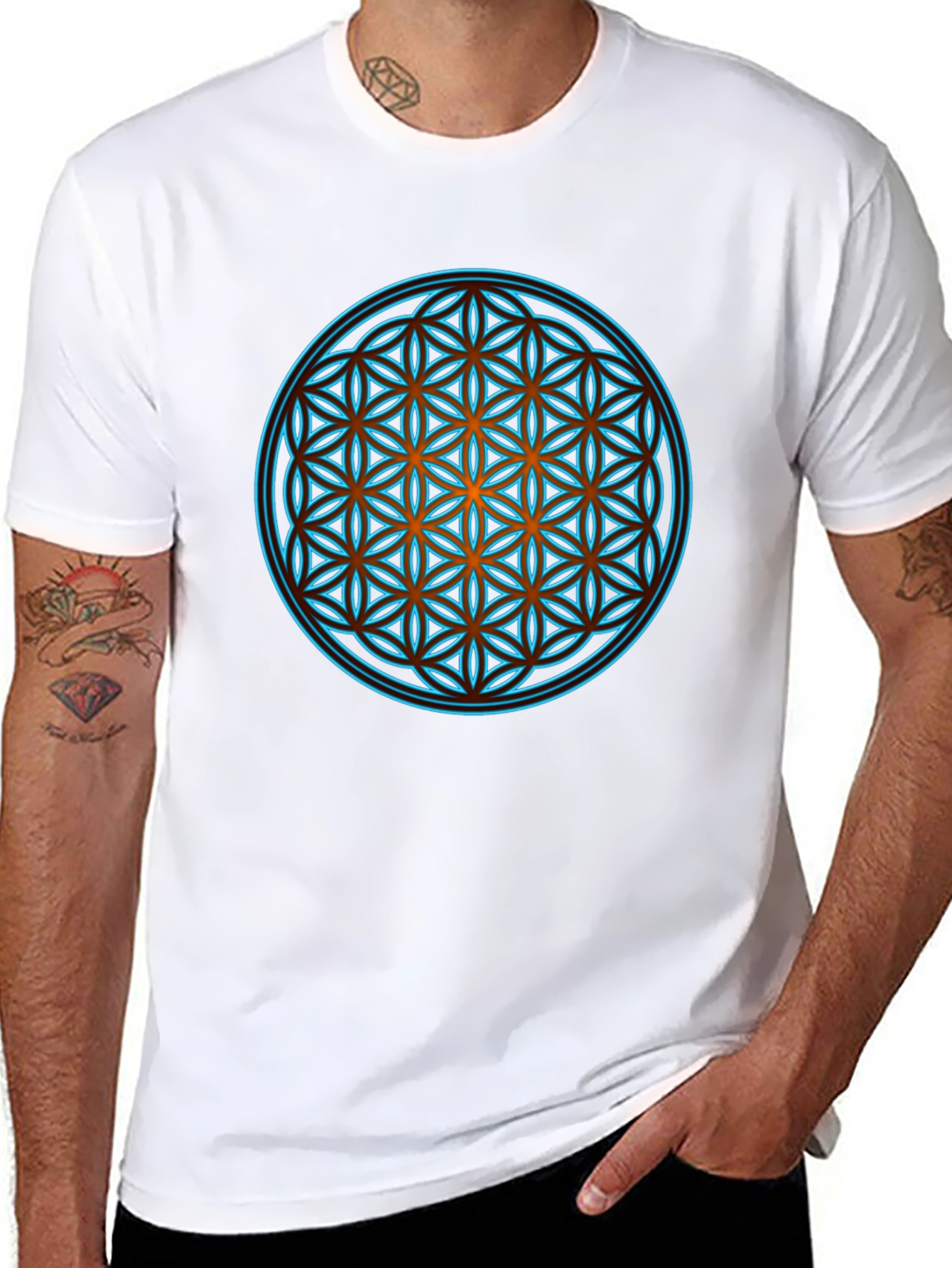Sacred Geometry Graphic Print Black T-Shirt