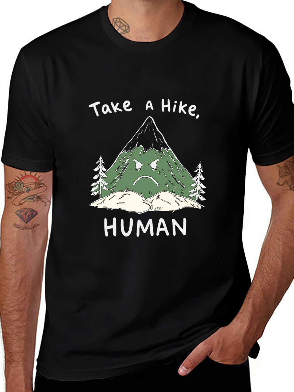 Grumpy Mountain Graphic Tee - Take a Hike Human!