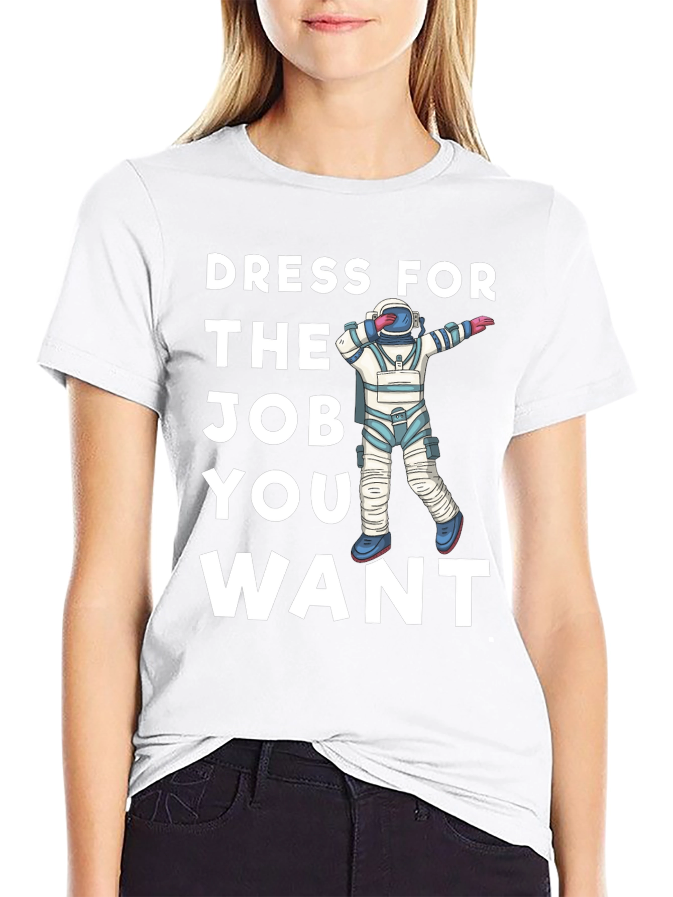Dress For the Job T-Shirt - Astronaut Dab Black Tee