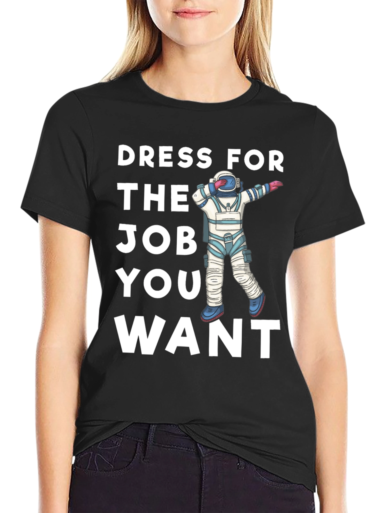 Dress For the Job T-Shirt - Astronaut Dab Black Tee