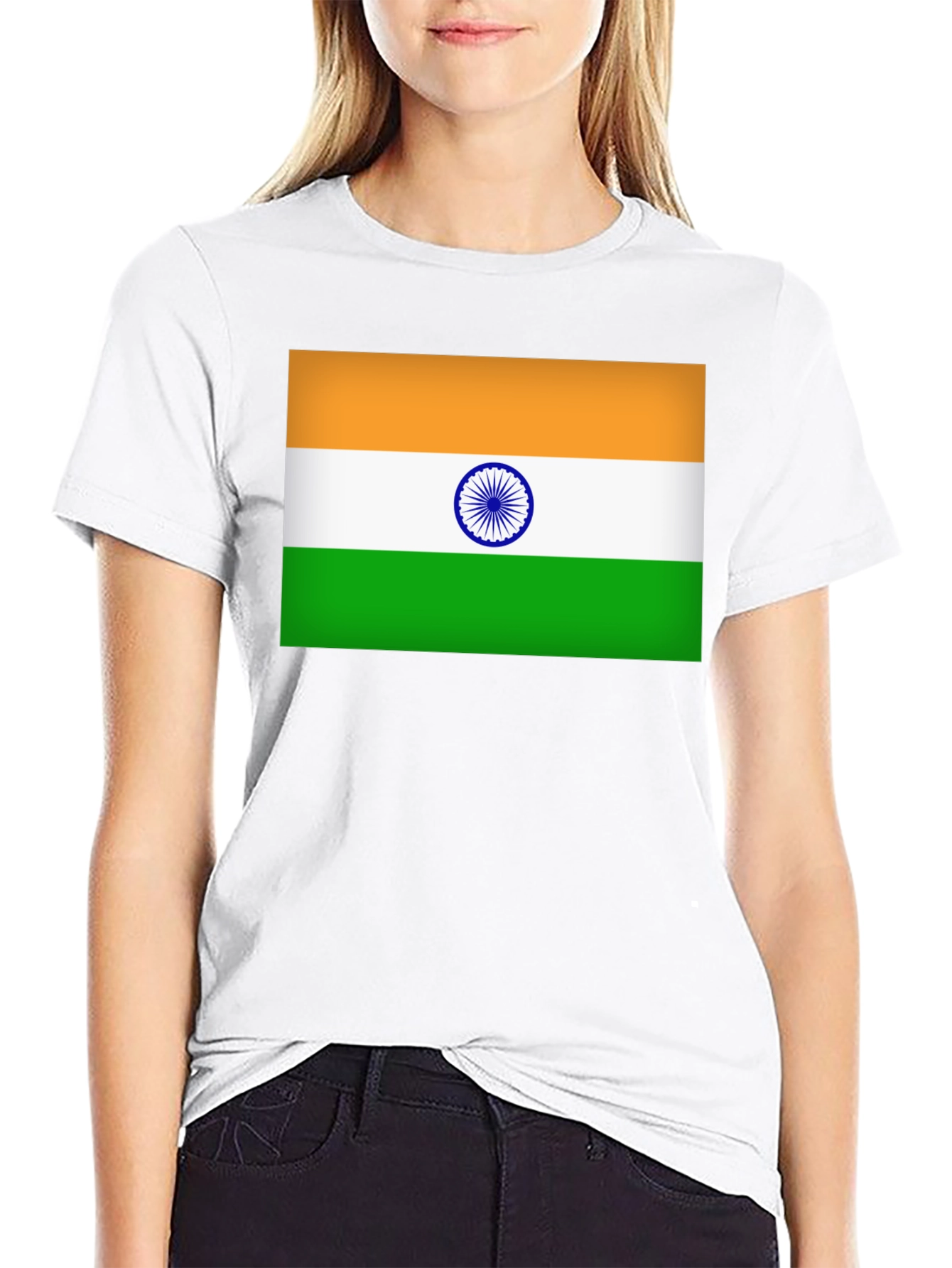 India Flag T-Shirt - Black Cotton Blend