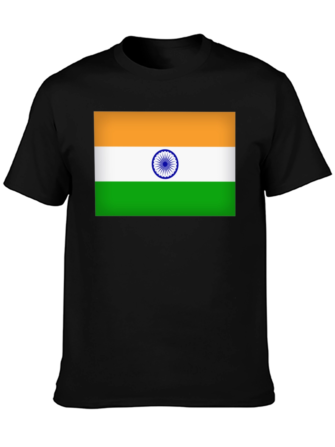 India Flag T-Shirt - Black Cotton Blend