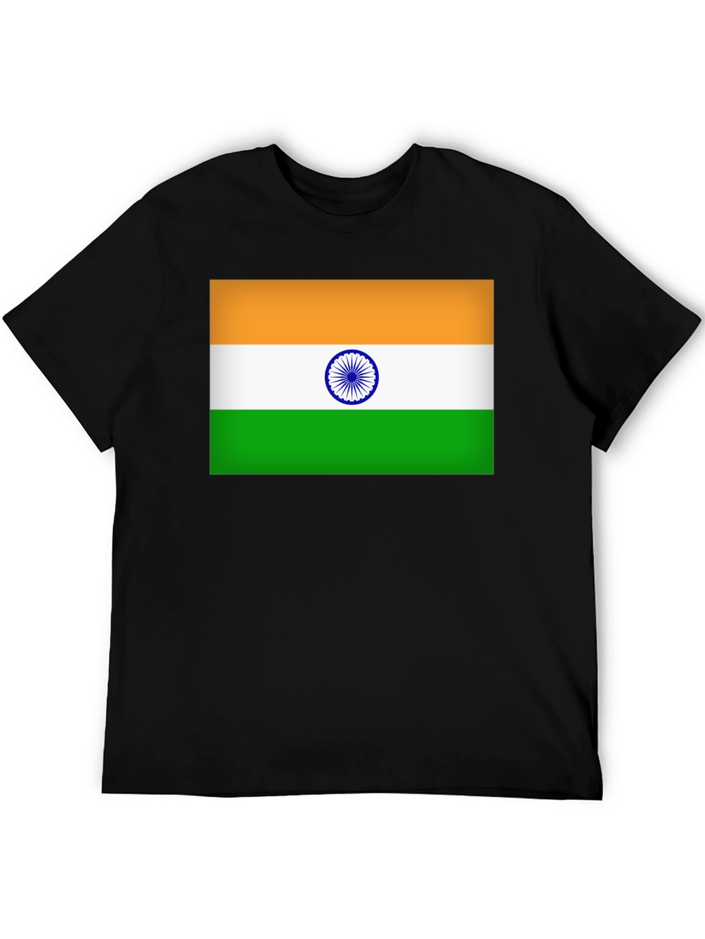 India Flag T-Shirt - Black Cotton Blend