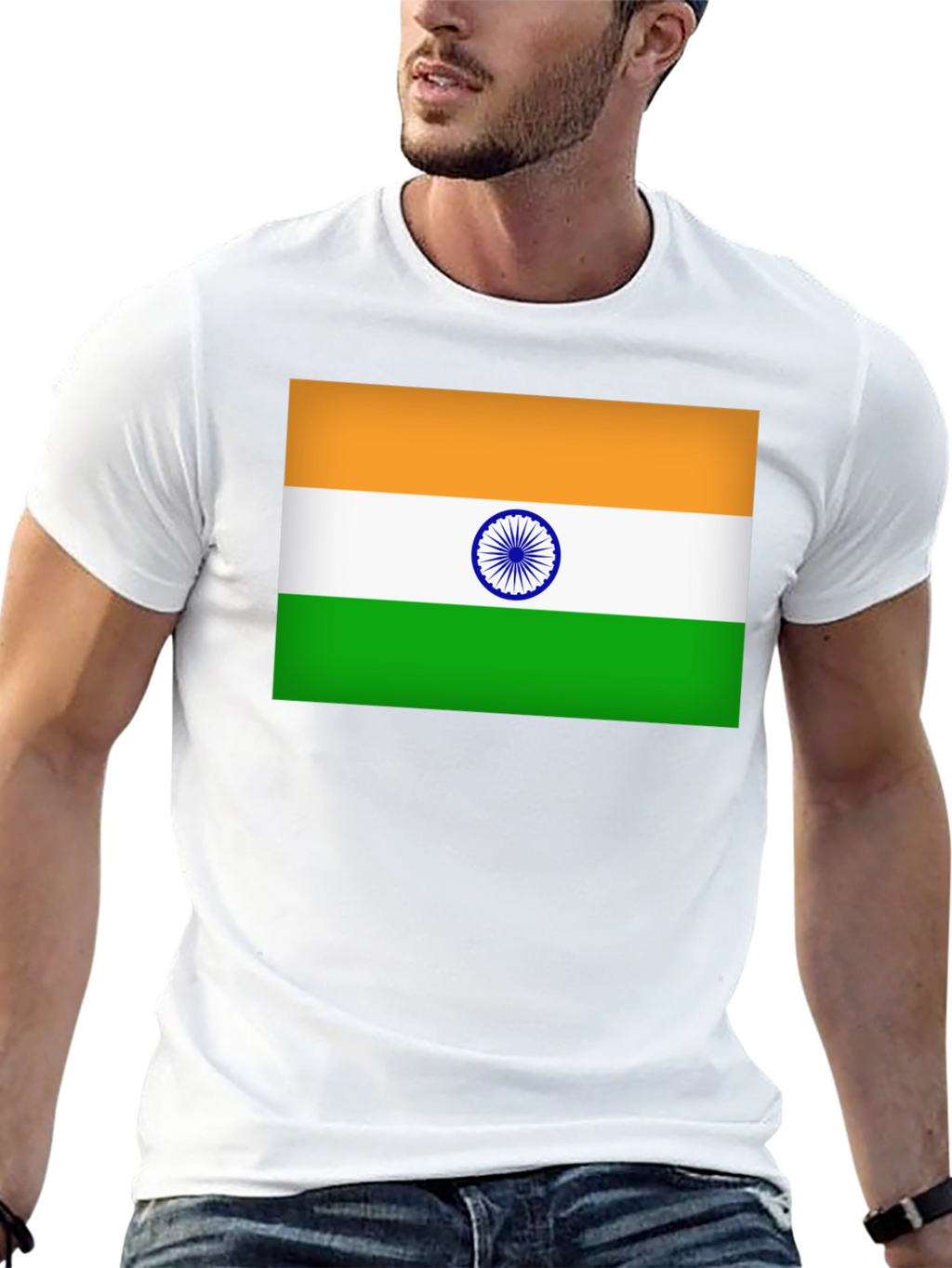 India Flag T-Shirt - Black Cotton Blend