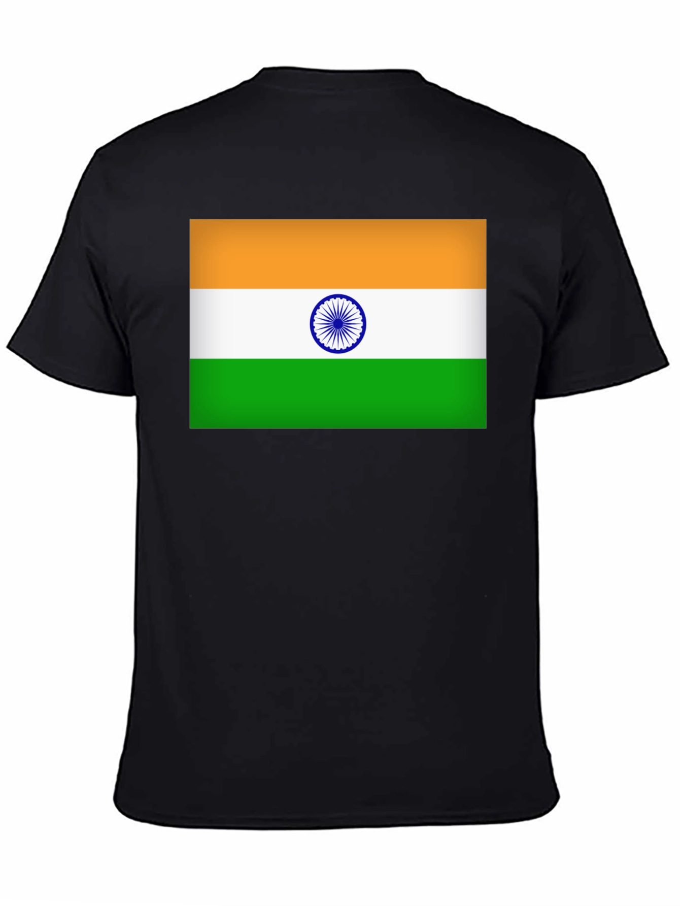 India Flag T-Shirt - Black Cotton Blend