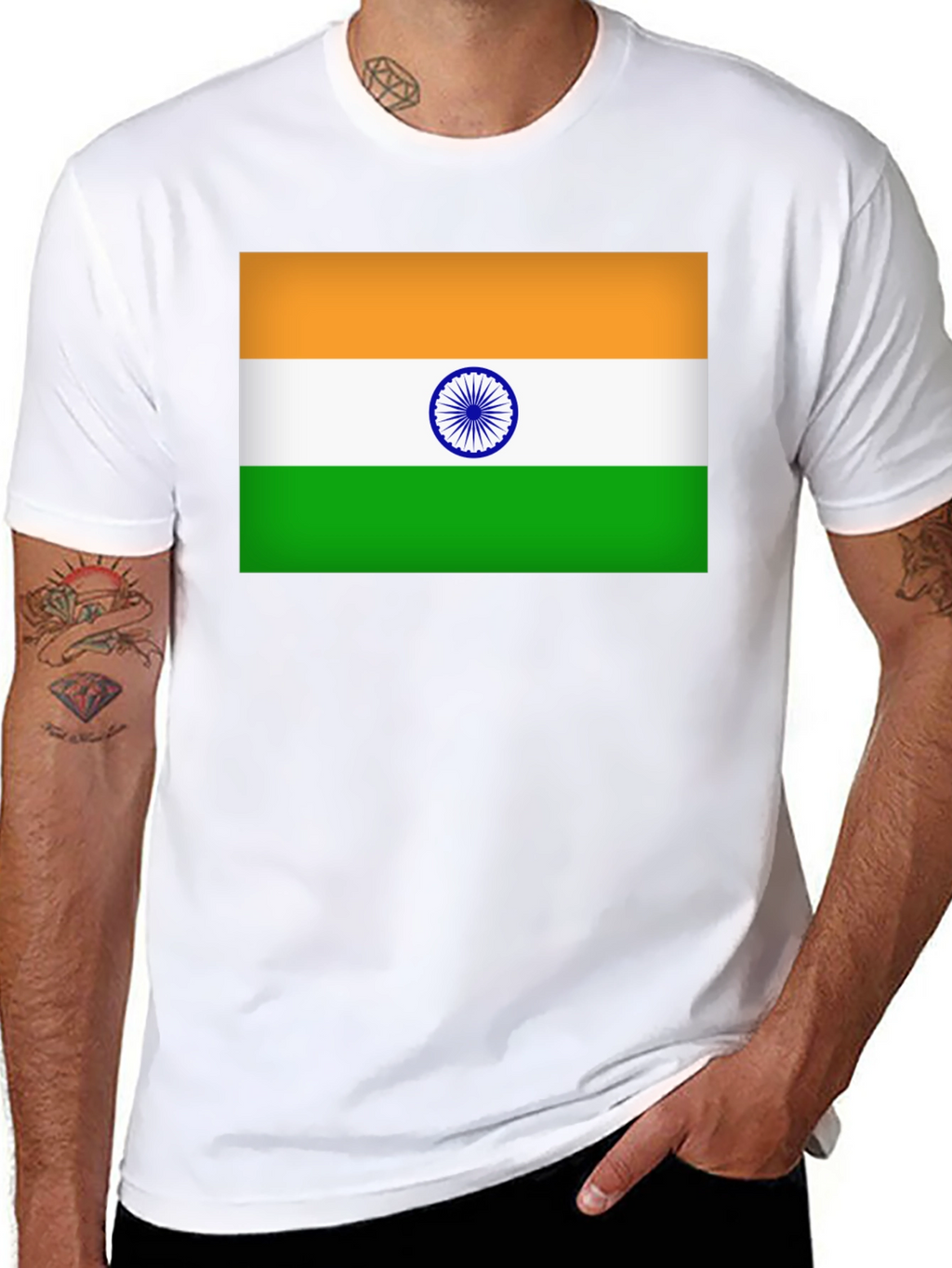 India Flag T-Shirt - Black Cotton Blend